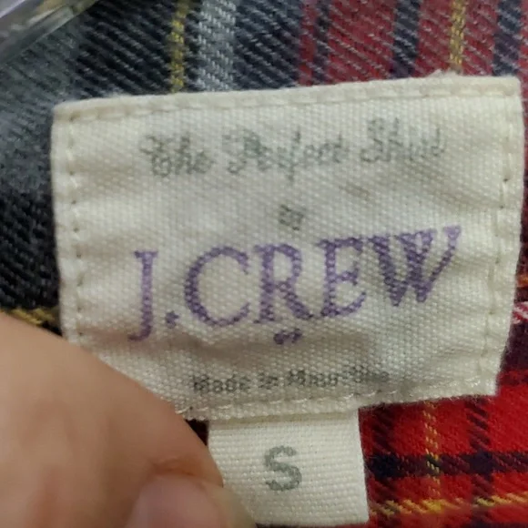 J. Crew Womans‎ Red & Gray Tartan Plaid Cotton Flannel Buttondown Shirt Size S - Picture 7 of 11